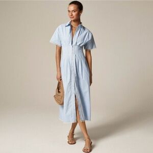 J. Crew Light Blue Striped Midi Dress